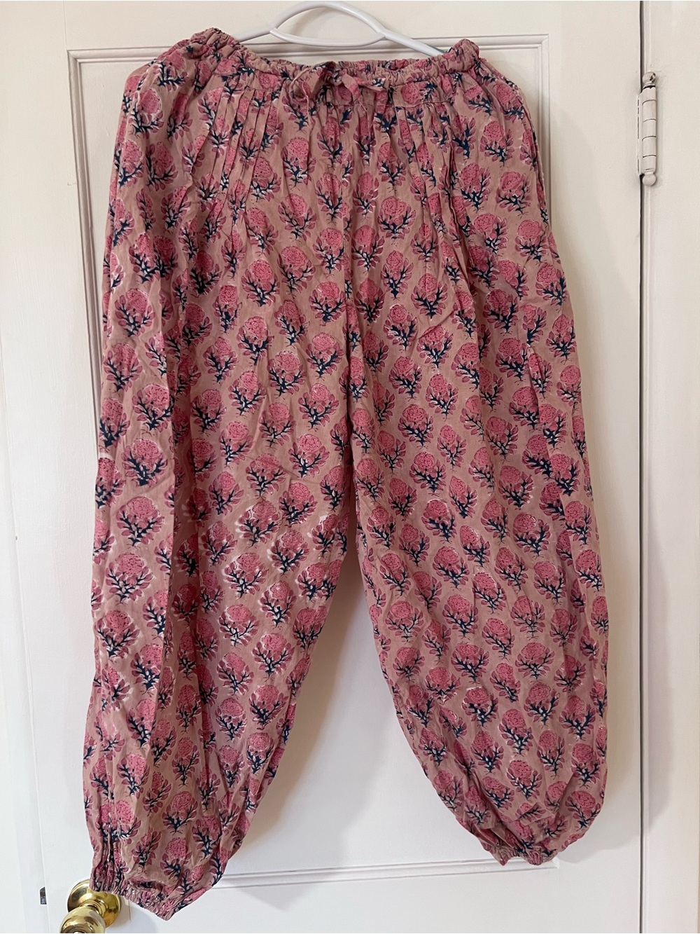 Pink Blockprint Floral Harem Pants
